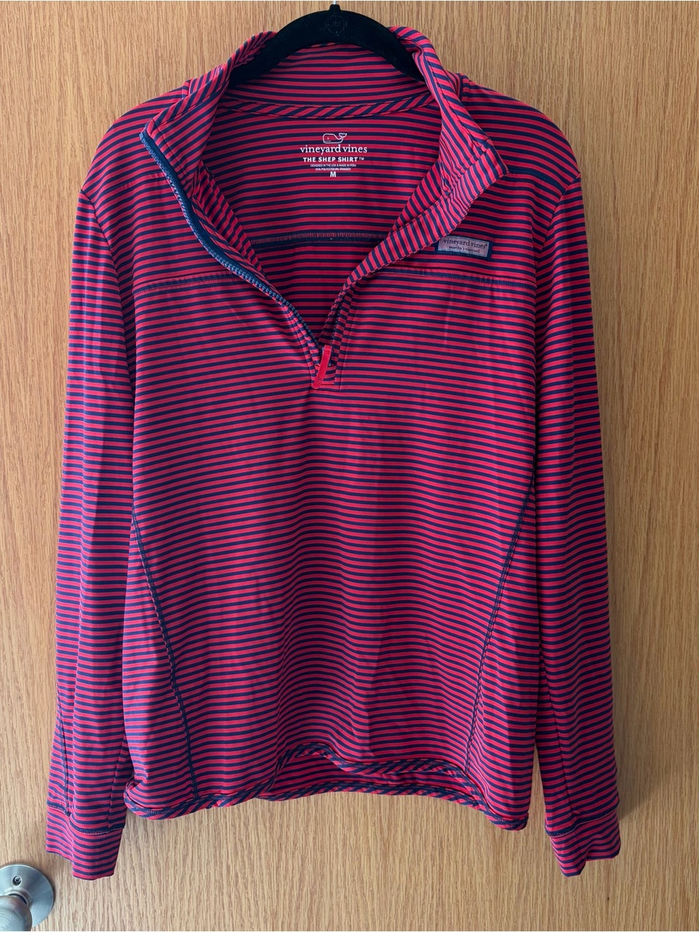 Vineyard Vines Women’s Red and Navy Striped Quarter-Zip Pullover
